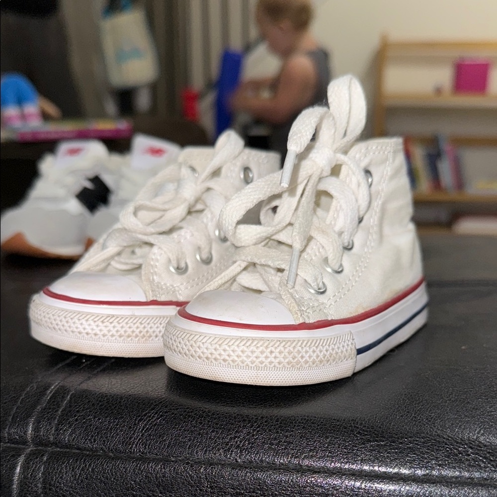 Classic White Kids High-Top Sneakers